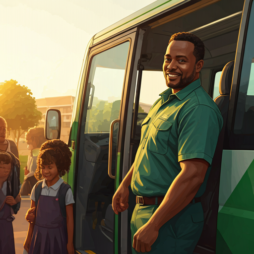 Passenger assistant supporting children on specialist transport